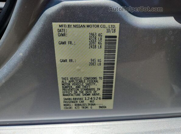 1N4BL4BVXKC124526 2019 NISSAN ALTIMA Silver Engine compartment view