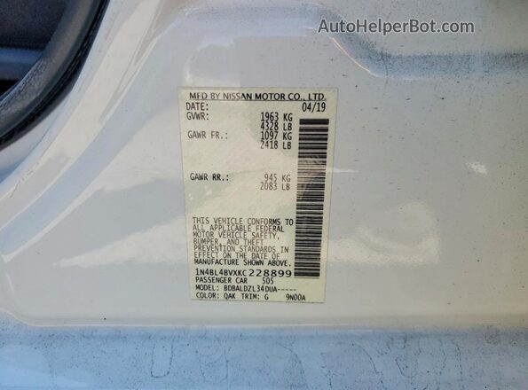 1N4BL4BVXKC228899 2019 NISSAN ALTIMA White Widok komory silnika