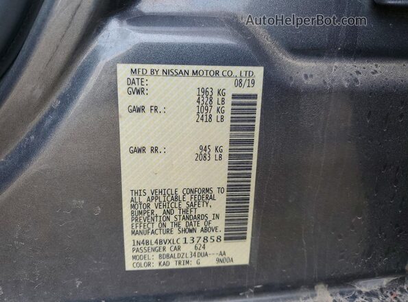 1N4BL4BVXLC137858 2020 NISSAN ALTIMA Gray Vista del compartimento del motor