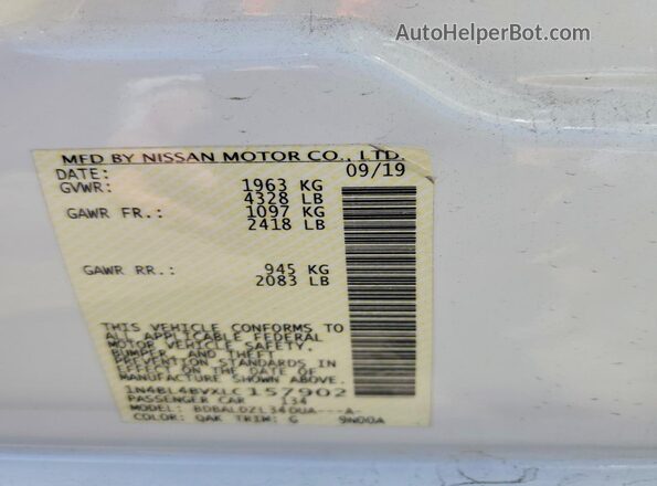 1N4BL4BVXLC157902 2020 NISSAN ALTIMA White Widok komory silnika
