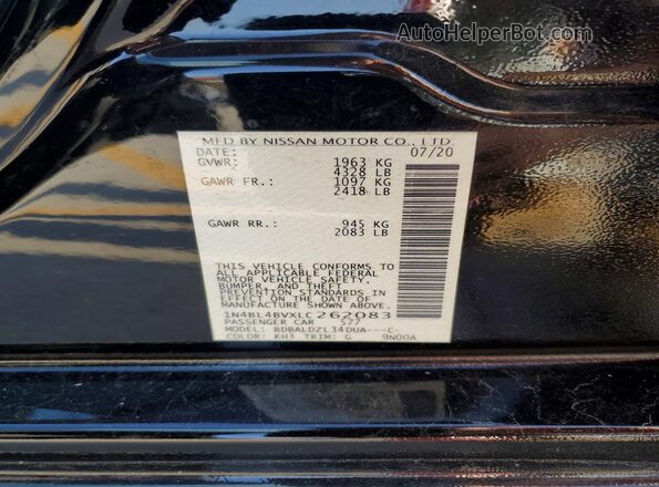 1N4BL4BVXLC262083 2020 NISSAN ALTIMA Black Vista del compartimento del motor