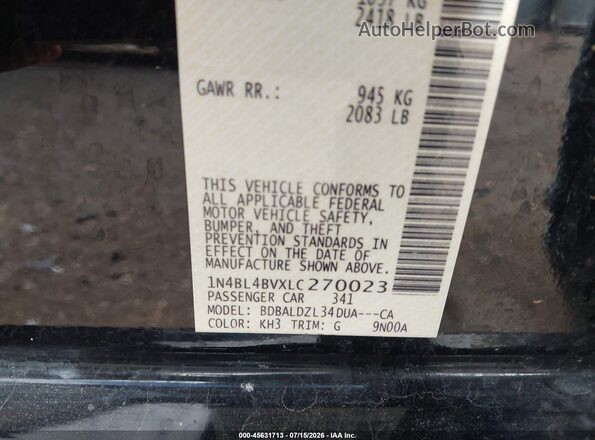 1N4BL4BVXLC270023 2020 NISSAN ALTIMA Black Widok komory silnika