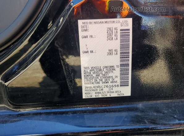 1N4BL4CV0LC261698 2020 NISSAN ALTIMA Black ძრავის განყოფილების ხედი