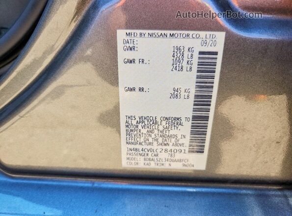 1N4BL4CV0LC284091 2020 NISSAN ALTIMA Gray Widok komory silnika