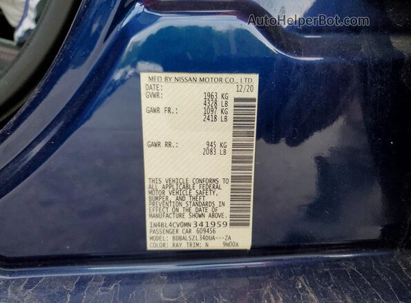 1N4BL4CV0MN341959 2021 NISSAN ALTIMA Blue Вид підкапотного простору