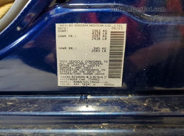 1N4BL4CV0PN418947 2023 NISSAN ALTIMA Blue Vista del compartimento del motor