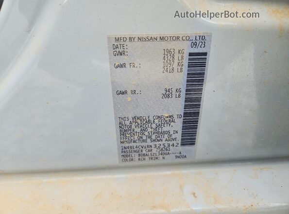 1N4BL4CV1RN325342 2024 NISSAN ALTIMA Silver Вид наклейки з VIN-кодом