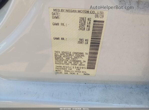 1N4BL4CV2LC156595 2020 NISSAN ALTIMA White Vista del compartimento del motor