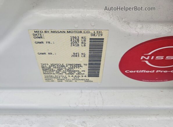 1N4BL4CV3LC144634 2020 NISSAN ALTIMA Белый Вид подкапотного пространства