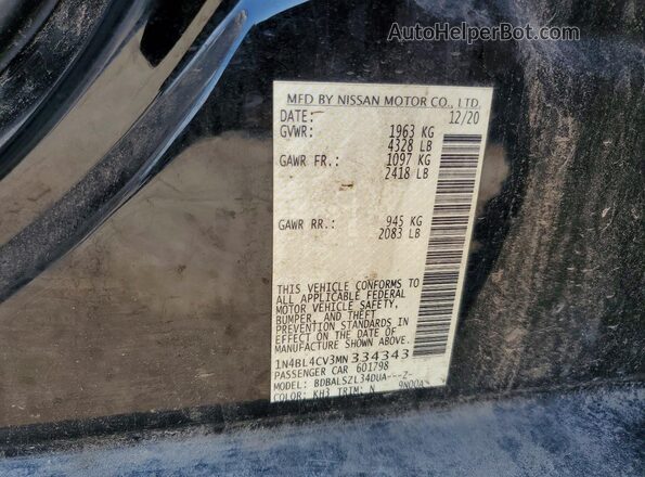 1N4BL4CV3MN334343 2021 NISSAN ALTIMA Black Widok komory silnika