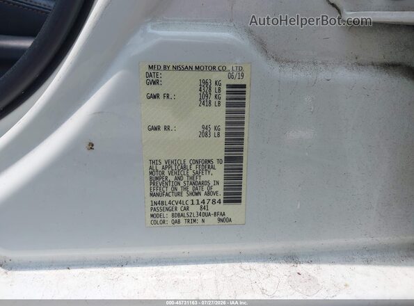 1N4BL4CV4LC114784 2020 NISSAN ALTIMA White Vista del compartimento del motor