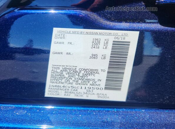 1N4BL4CV5LC119590 2020 NISSAN ALTIMA Blue ძრავის განყოფილების ხედი