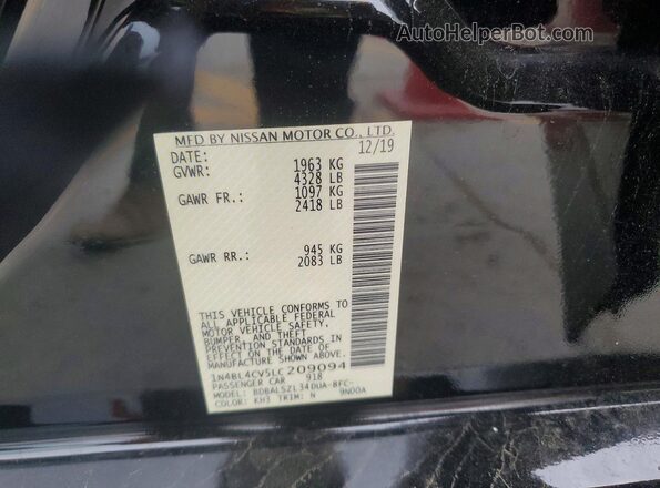 1N4BL4CV5LC209094 2020 NISSAN ALTIMA Black Vista del compartimento del motor