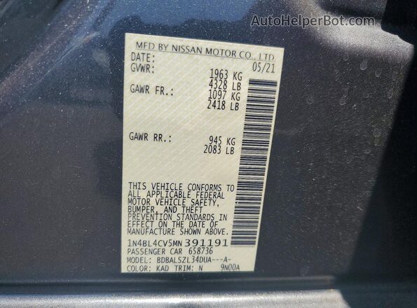 1N4BL4CV5MN391191 2021 NISSAN ALTIMA Gray Widok komory silnika