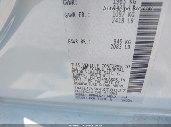 1N4BL4CV5RN378027 2024 NISSAN ALTIMA Белый Вид подкапотного пространства
