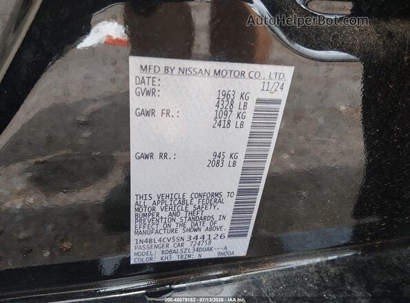 1N4BL4CV5SN344126 2025 NISSAN ALTIMA Черный Вид подкапотного пространства