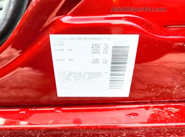 1N4BL4CV6MN327824 2021 NISSAN ALTIMA Red Widok naklejki z numerem VIN