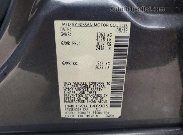 1N4BL4CV7LC146905 2020 NISSAN ALTIMA Silver Вид підкапотного простору