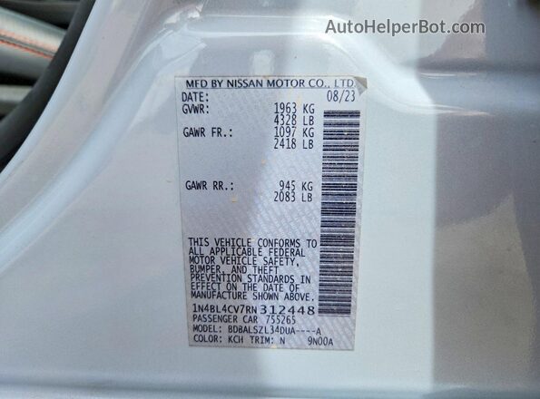 1N4BL4CV7RN312448 2024 NISSAN ALTIMA Gray Вид наклейки з VIN-кодом