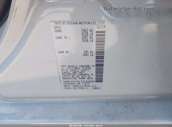 1N4BL4CV7SN354060 2025 NISSAN ALTIMA Gray Engine compartment view