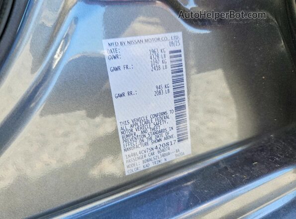 1N4BL4CV7SN420817 2025 NISSAN ALTIMA Gray Vista del compartimento del motor