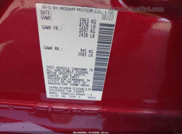 1N4BL4CV8PN320619 2023 NISSAN ALTIMA Red Widok komory silnika