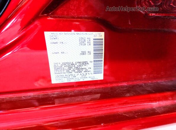 1N4BL4CV9LC235455 2020 NISSAN ALTIMA Burgundy Engine compartment view