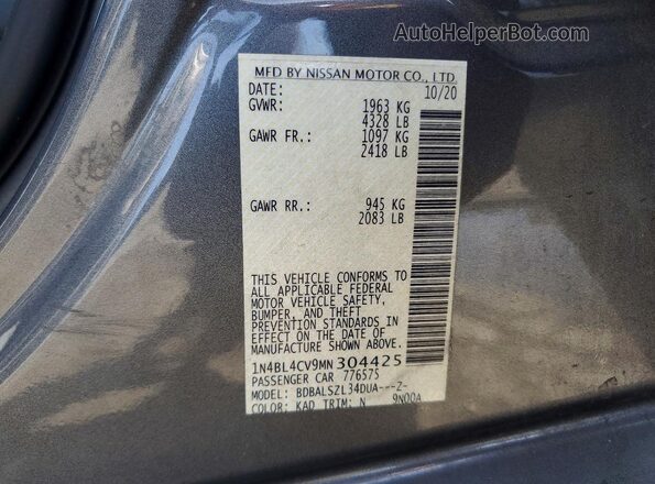 1N4BL4CV9MN304425 2021 NISSAN ALTIMA Gray Widok komory silnika