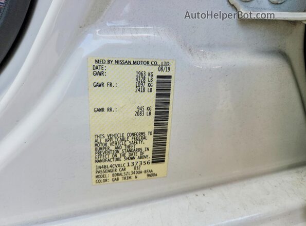 1N4BL4CVXLC137356 2020 NISSAN ALTIMA White Widok komory silnika