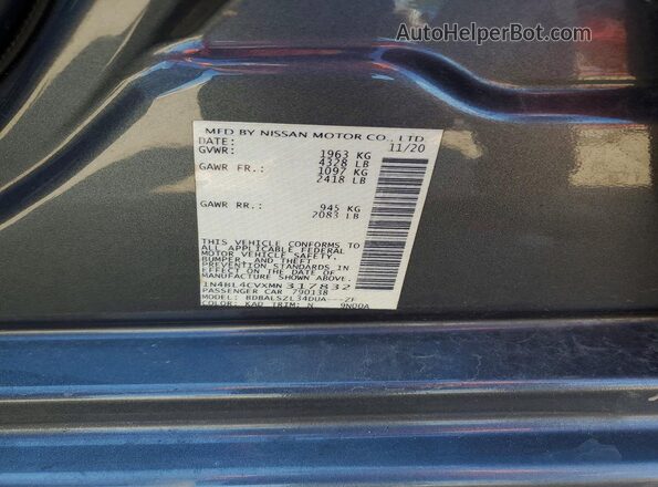 1N4BL4CVXMN317832 2021 NISSAN ALTIMA Gray Vista del compartimento del motor