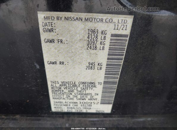 1N4BL4CVXNN300952 2022 NISSAN ALTIMA Black Widok komory silnika