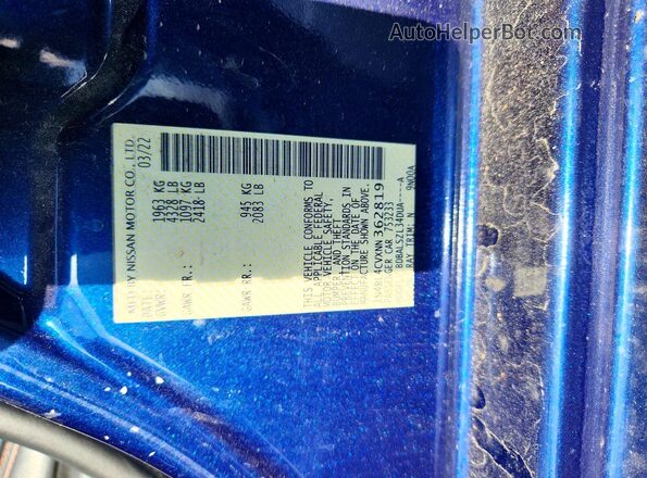 1N4BL4CVXNN362819 2022 NISSAN ALTIMA Blue Вид підкапотного простору