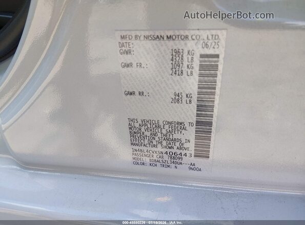 1N4BL4CVXSN406443 2025 NISSAN ALTIMA Light Blue Engine compartment view