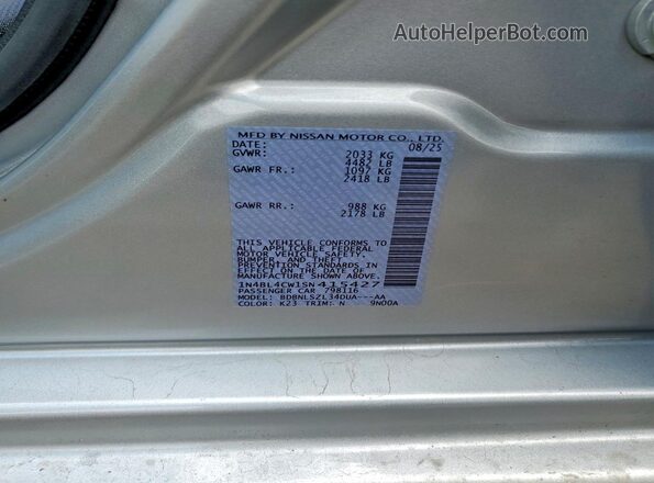 1N4BL4CW1SN415427 2025 NISSAN ALTIMA Silver Widok komory silnika