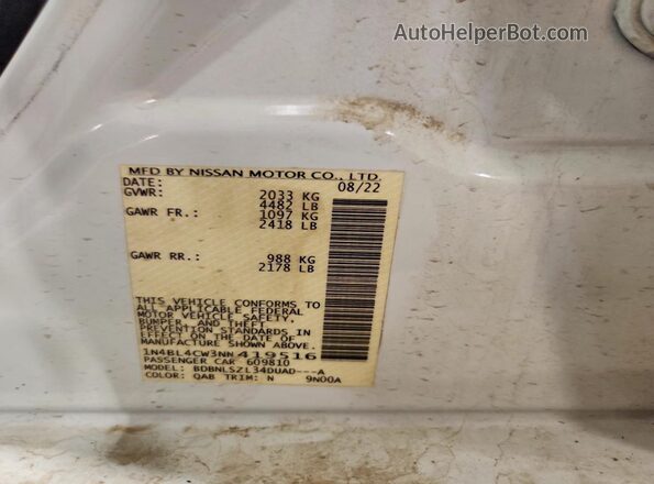 1N4BL4CW3NN419516 2022 NISSAN ALTIMA White Widok komory silnika