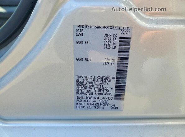 1N4BL4CW3PN414707 2023 NISSAN ALTIMA Silver Շարժիչի բաժամունքի տեսք