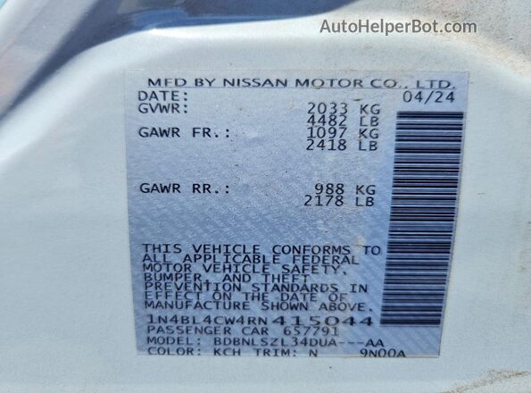 1N4BL4CW4RN415044 2024 NISSAN ALTIMA Gray Շարժիչի բաժամունքի տեսք
