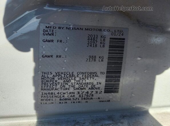 1N4BL4CW5RN374732 2024 NISSAN ALTIMA Серый Вид подкапотного пространства
