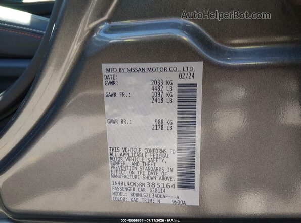 1N4BL4CW5RN385164 2024 NISSAN ALTIMA Серый Вид подкапотного пространства