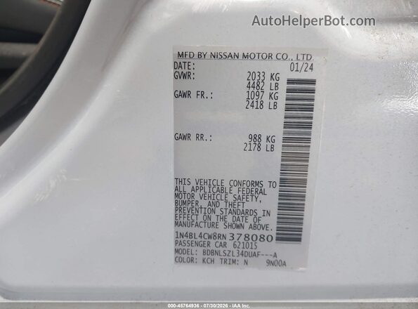 1N4BL4CW8RN378080 2024 NISSAN ALTIMA Silver Вид підкапотного простору