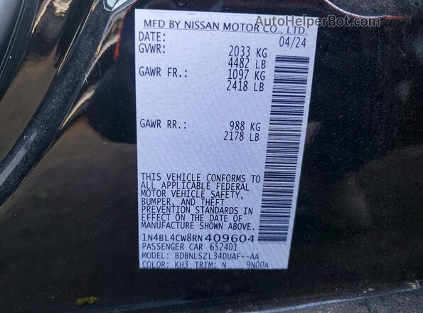 1N4BL4CW8RN409604 2024 NISSAN ALTIMA Black Engine compartment view