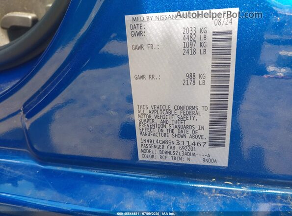 1N4BL4CW8SN311467 2025 NISSAN ALTIMA Blue Vista del compartimento del motor