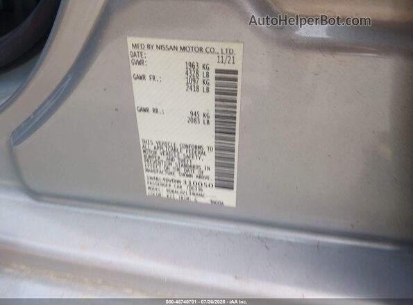 1N4BL4DV0NN310050 2022 NISSAN ALTIMA Silver Widok komory silnika