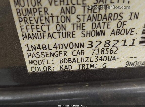 1N4BL4DV0NN328211 2022 NISSAN ALTIMA Gray Vista del compartimento del motor