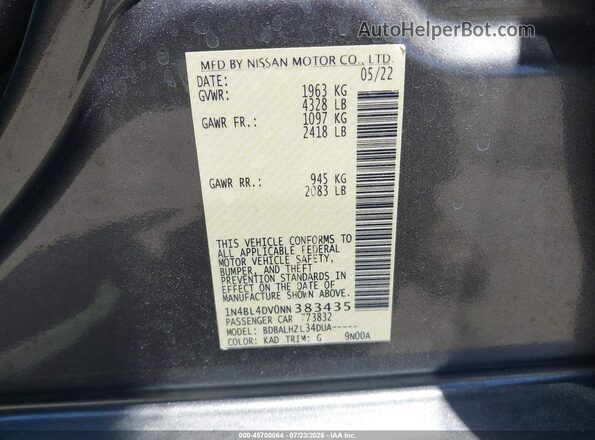 1N4BL4DV0NN383435 2022 NISSAN ALTIMA Серый Вид подкапотного пространства