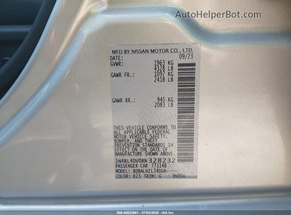1N4BL4DV0RN328232 2024 NISSAN ALTIMA Silver Widok komory silnika