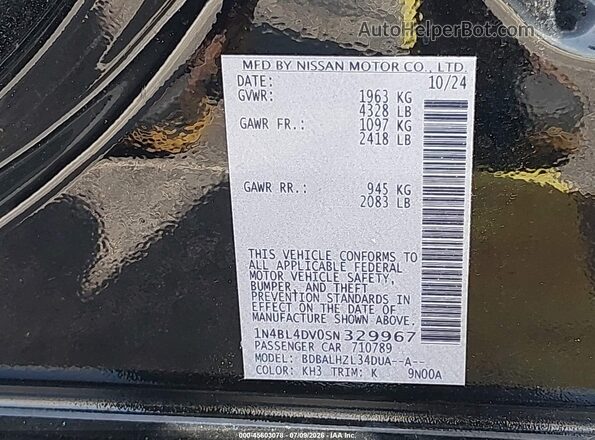 1N4BL4DV0SN329967 2025 NISSAN ALTIMA Black Engine compartment view