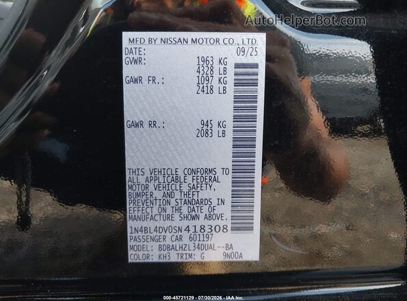1N4BL4DV0SN418308 2025 NISSAN ALTIMA Black Widok komory silnika