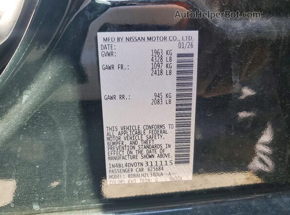 1N4BL4DV0TN311115 2026 NISSAN ALTIMA Black Вид підкапотного простору