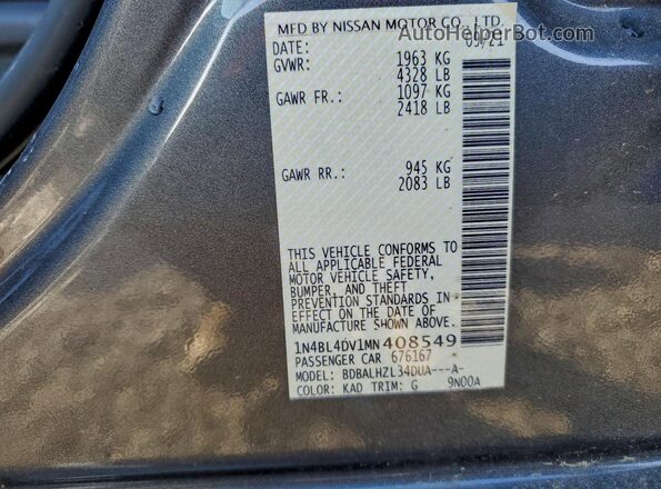 1N4BL4DV1MN408549 2021 NISSAN ALTIMA Gray Vista del compartimento del motor
